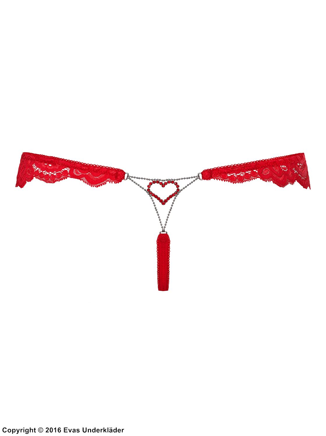 Röd stringtrosa med dekorativt hjärta